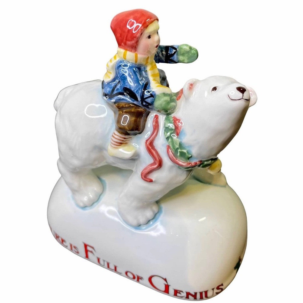 ME Ink Vintage 1995 Engelbreit Polar Bear Child Nature Genius Figurine Charpente
